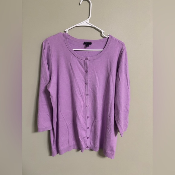 Talbots Plus Size 1X Button Up Cardigan Lightweight Purple Lavender Lilac - Picture 1 of 6
